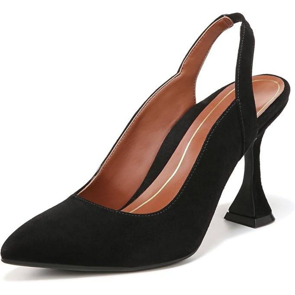 Vionic Adeline Black Suede Slingback Pumps Pointed Toe Flared Heel Heels 8.5